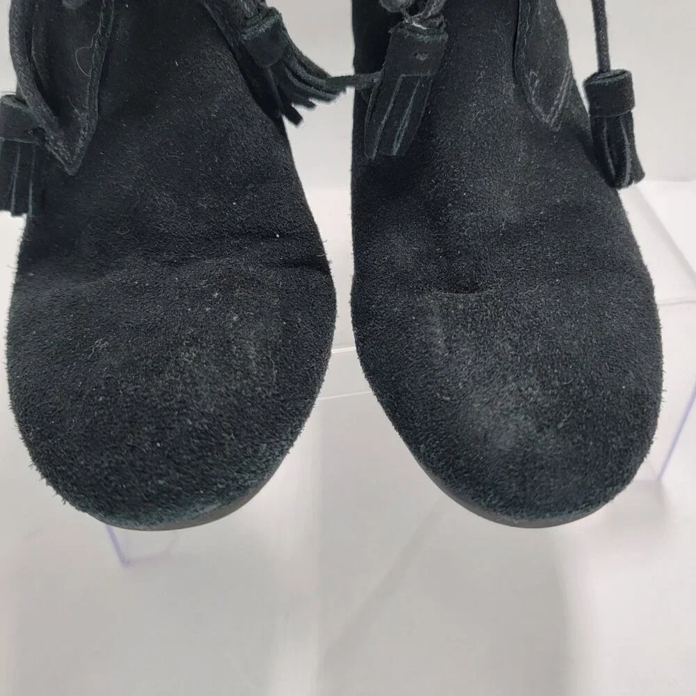 Crown Vintage Boots Womens 9.5 M‎ Spark Black Leather Wedge Ankle Bootie Casual